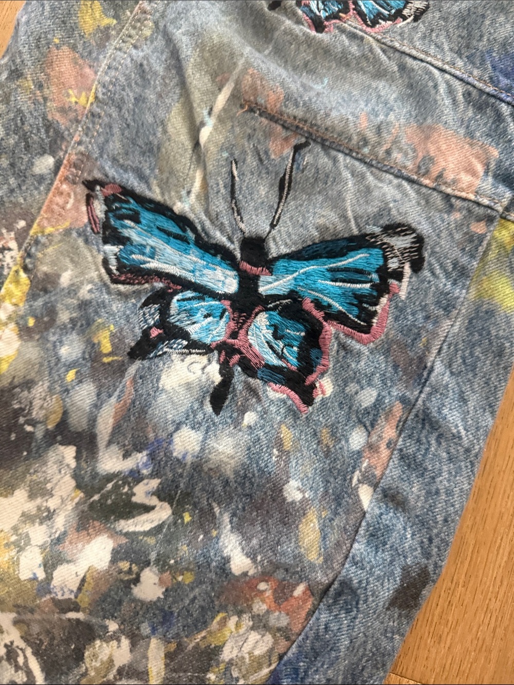 We The Free Denim Waistband with Multicolor Paint Accents - Picture 4 of 7